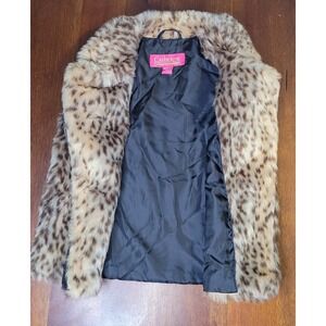 Catherine Malandrino Vest Girls 6X Leopard Brown Tan Faux Fur
